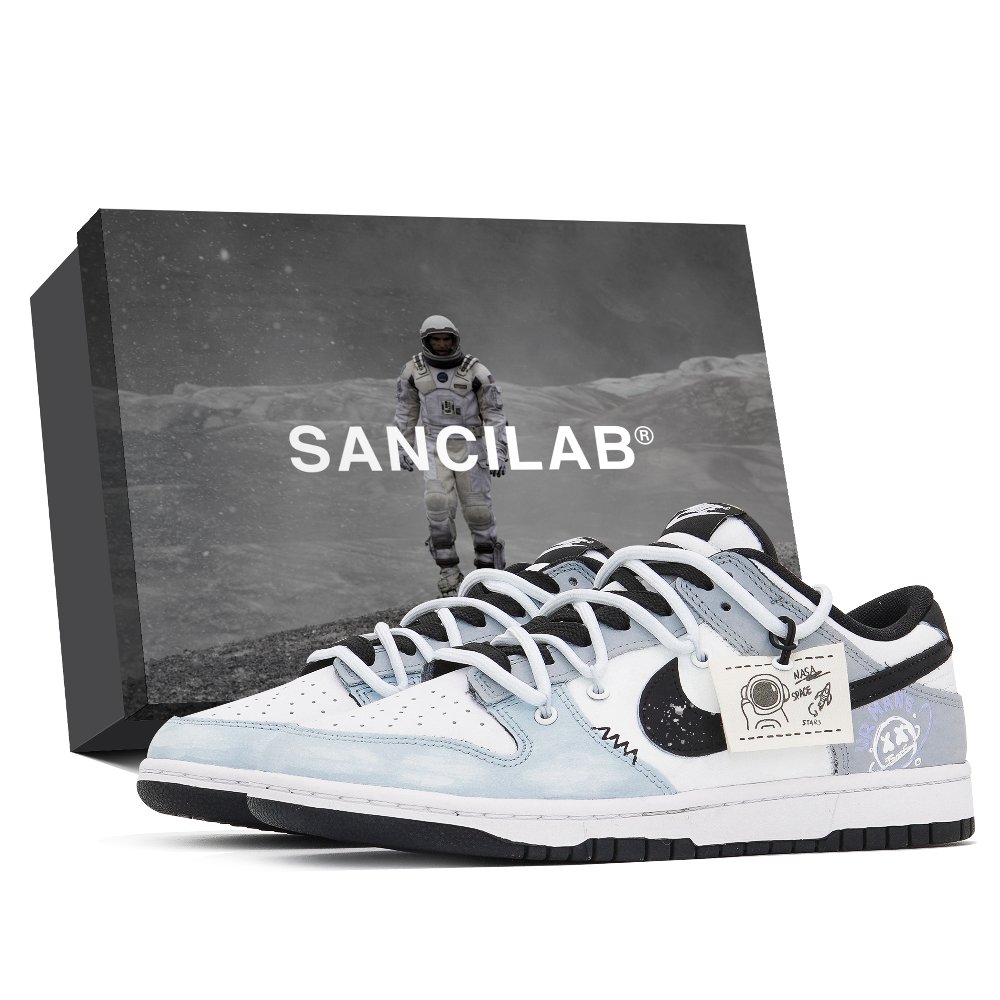 Nike Dunk Low Top Skateboard Shoes GS White Gray Blue