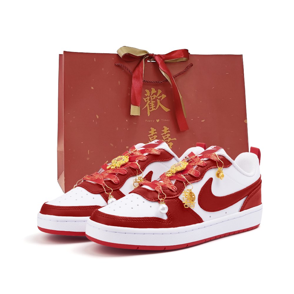 Nike Court Borough 2 Abrasion Resistant Low Top Skateboard Shoes Women's Red