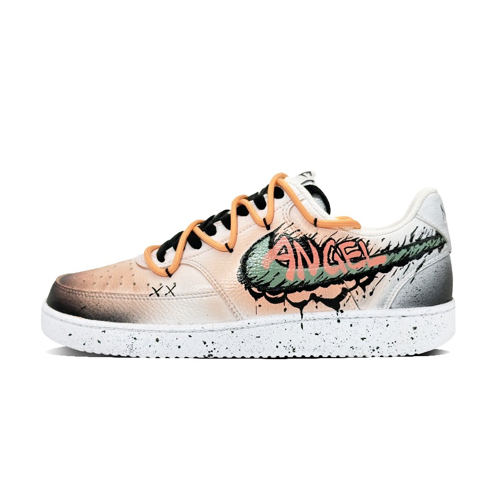 Nike Court Vision 1 Anti-Slip Wear-Resistant Low-Top Skateboard Shoes Unisex Black Orange