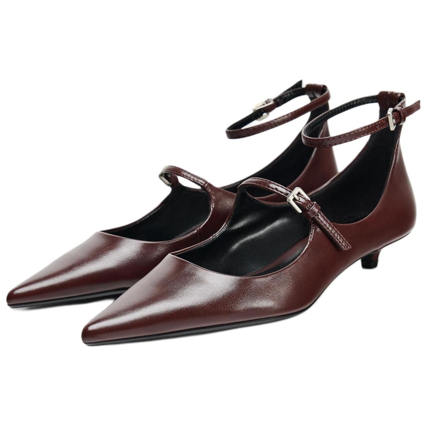 ZARA Mary Jane Shoes Women's Dark Red Color купить в интернет-магазине Yoocart с быстрой доставкой по России.