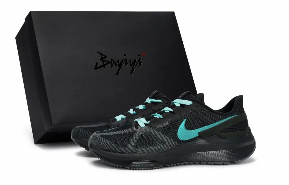 Nike Zoom Structure 25 Anti-Slip Wear-Resistant Low-Top Running Shoes Men's Black Tiffany