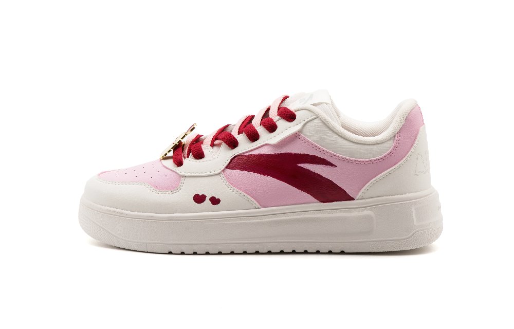 Anta Relaxed Slip Resistant Cushioning Low Top Skateboard Shoes Unisex White Pink