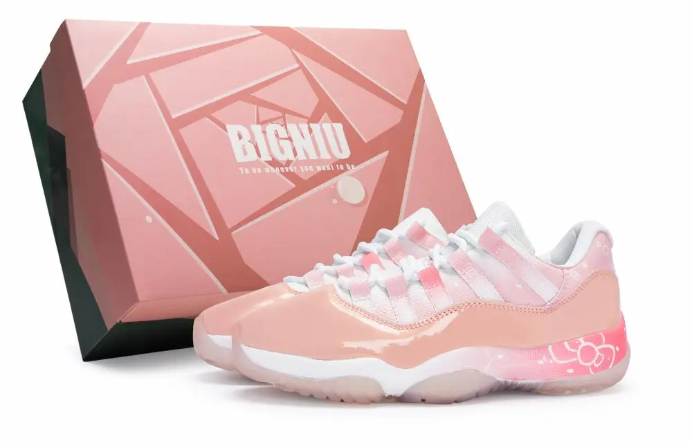 Jordan Air Jordan 11 Non-slip And Sweat-wicking Low-Top Vintage Basketball Shoes Women's Pink White