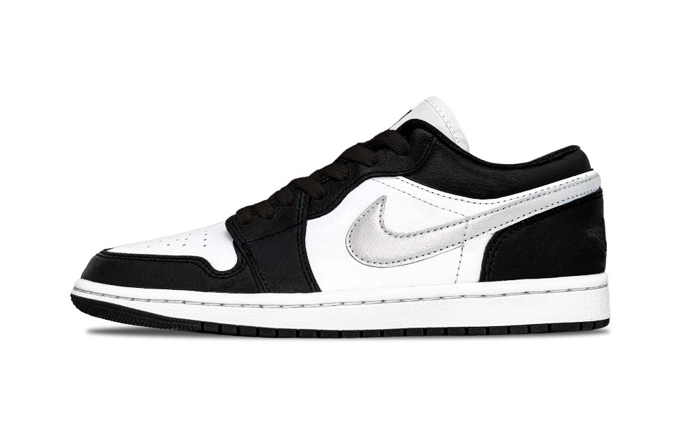 Jordan Air Jordan 1 Moonlight Silver Lurex Abrasion Resistant Low Top Vintage Basketball Shoes Unisex Black Silver