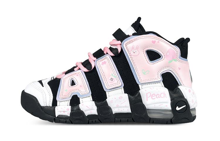 Nike Air More Uptempo Mid Top Vintage Basketball Shoes Women's Black White Pink