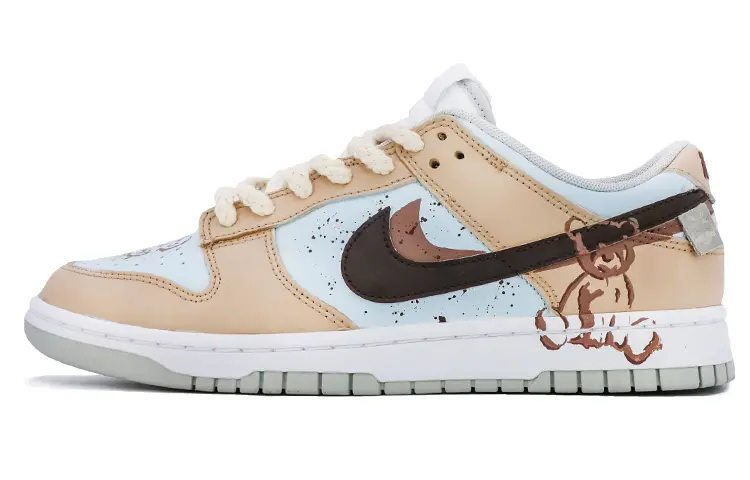 Nike Dunk Low Grey Fog Low top Skateboard Shoes Unisex Blue Brown