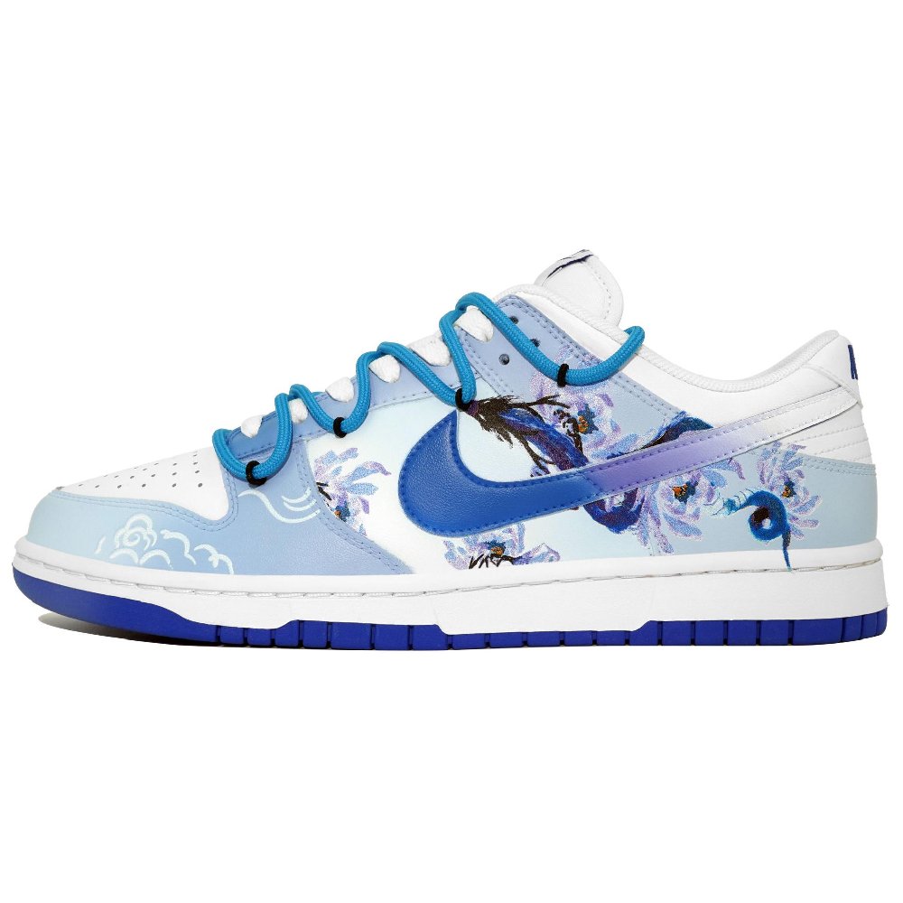 Nike Dunk A Thousand Flowers In A Whirl Water Surging Like Dragons Low-Top Skateboard Shoes Men's Blue White