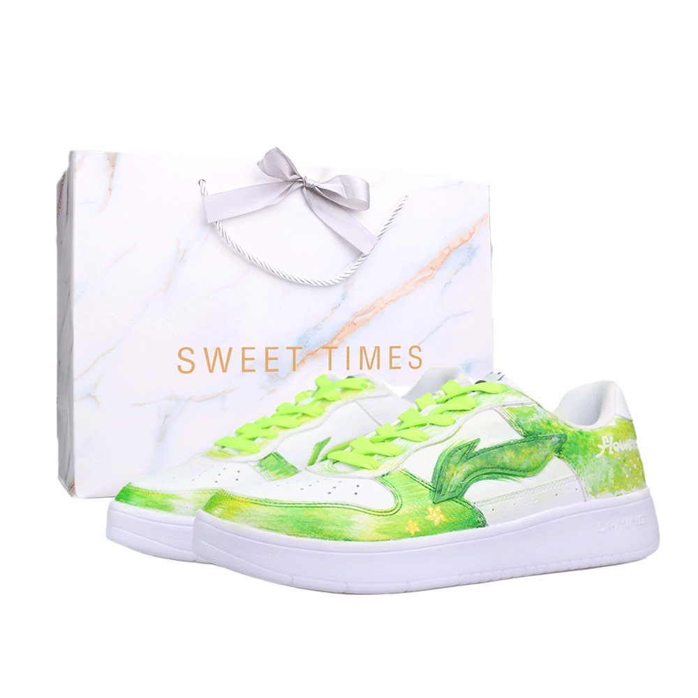 LiNing Pontoon Boats Slip Resistant, Lightweight, And Breathable Low Top Skateboard Shoes Unisex Light Green