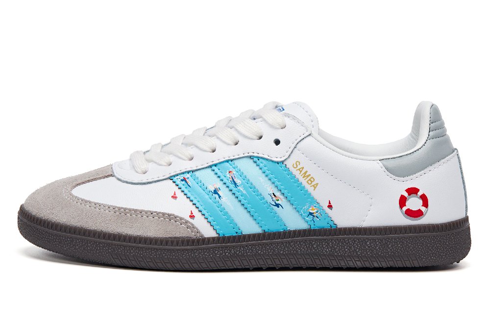 Adidas Originals SAMBA OG Abrasion Resistant Low Top Skateboard Shoes Unisex White Blue
