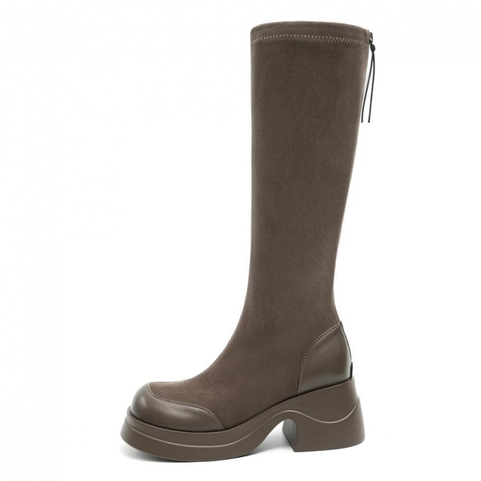 EBLAN Knee-high Boots Women's Khaki