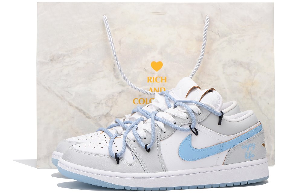 Jordan Air Jordan 1 Low-Top Vintage Basketball Shoes Men's Gray Blue