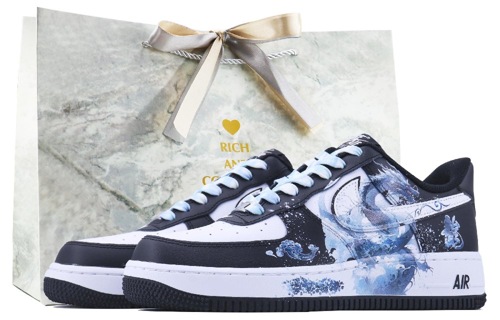 Nike Air Force 1 SDS Kirin Dragon Low-Top Skateboard Shoes Unisex Black White Blue
