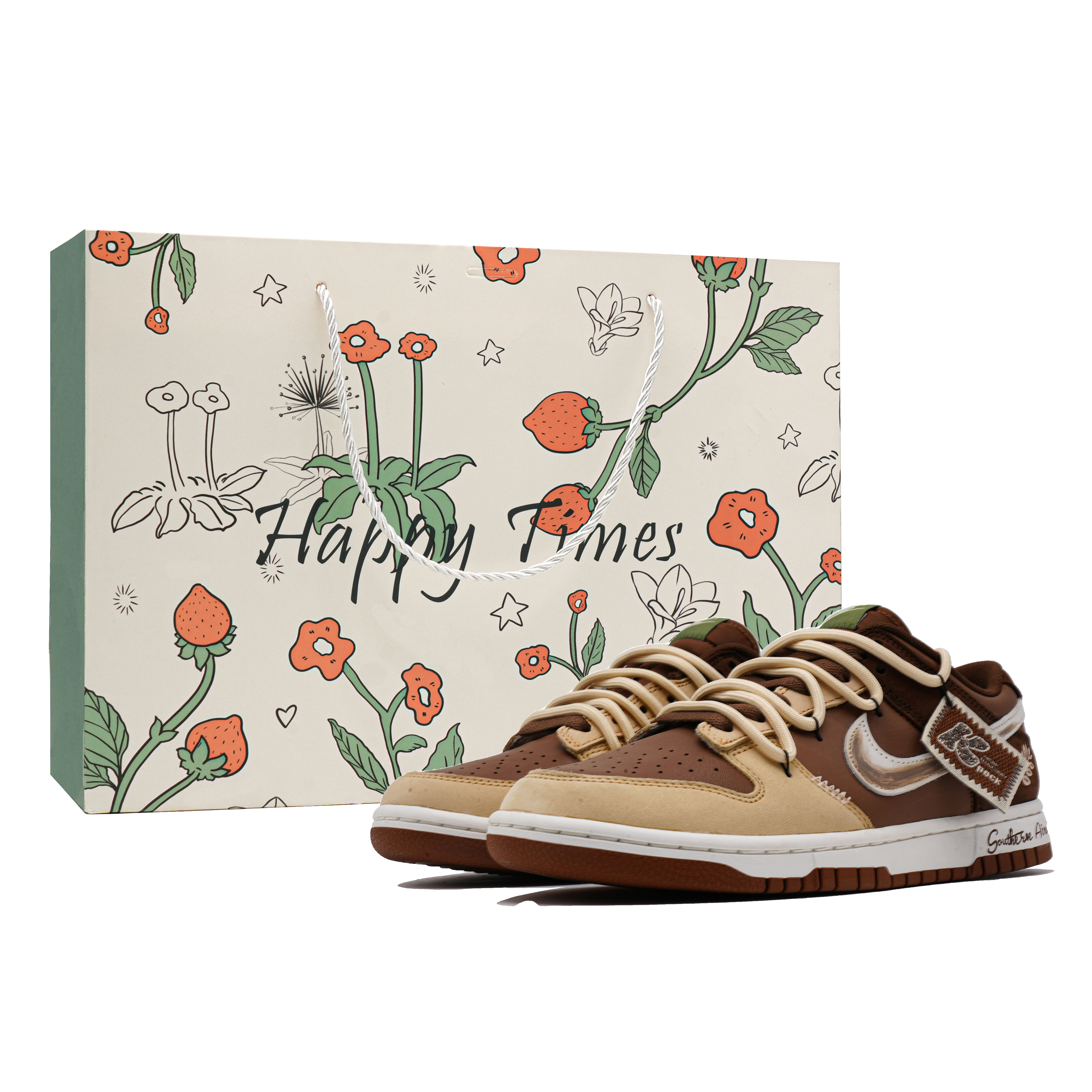 Nike Dunk Leaf Moment Box Abrasion Resistant Breathable Support Low top Skateboard Shoes Unisex White Brown