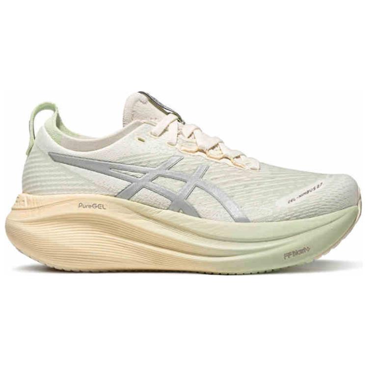 Asics GEL NIMBUS 27 Anti Slip Wear Resistant Low Top Running Shoes Women's Milk White