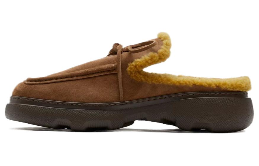 Burberry Stony Shearling-trim Suede Slippers