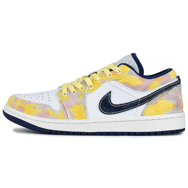 Jordan Air Jordan 1 Wear resistant And Lightweight Low Top Vintage Basketball Shoes Men's White Yellow