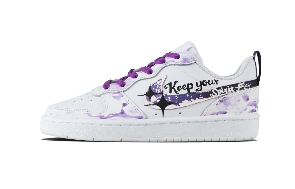 Nike Court Vision 1 Purple Ink Heartfelt Letter Abrasion Resistant Low top Skateboard Shoes Unisex Purple Black