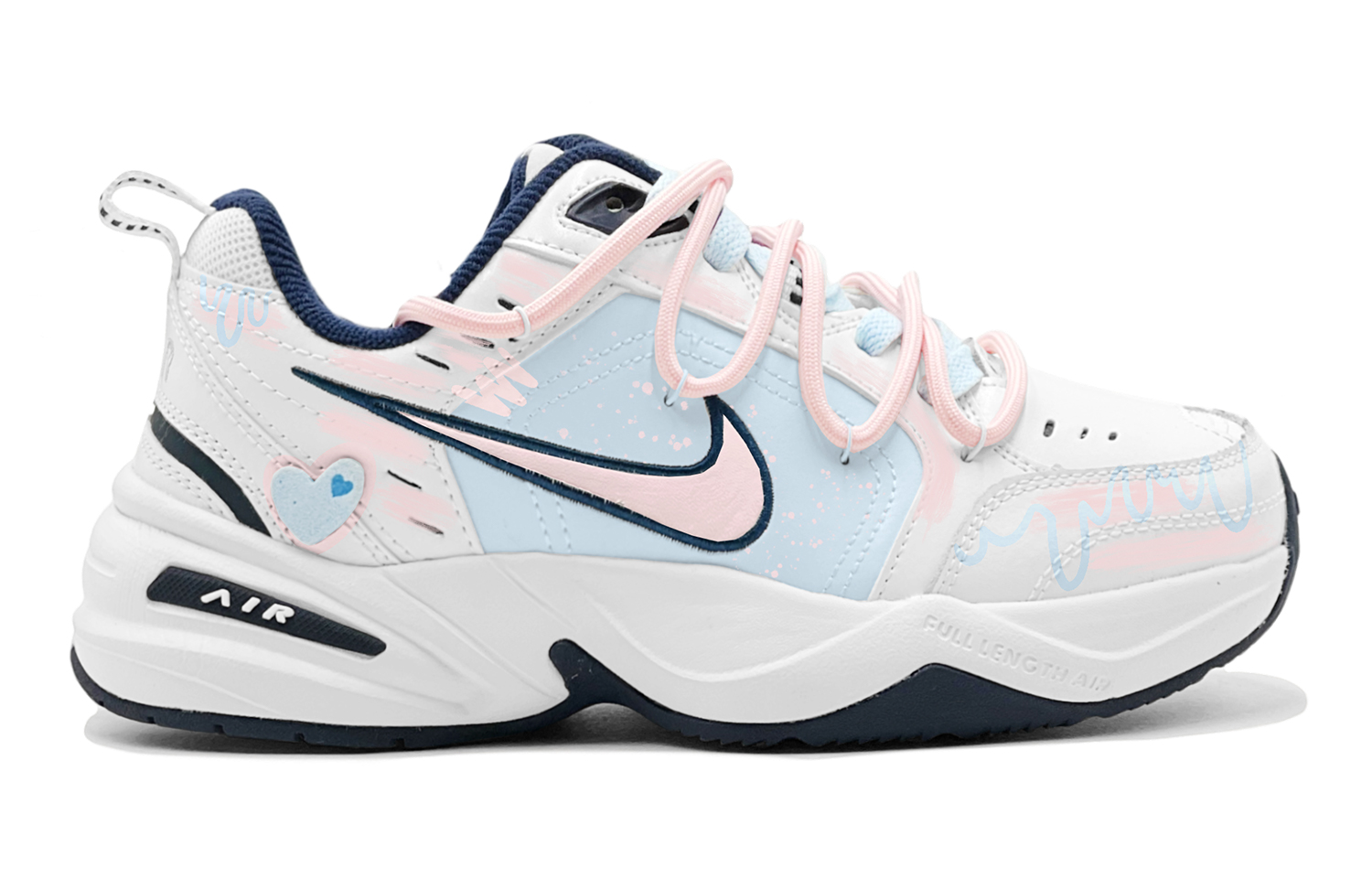 Nike Air Monarch 4 Anti Slip Wear Resistant Low Top Chunky Sneakers Unisex Pink Blue купить в интернет-магазине Yoocart с быстрой доставкой по России.