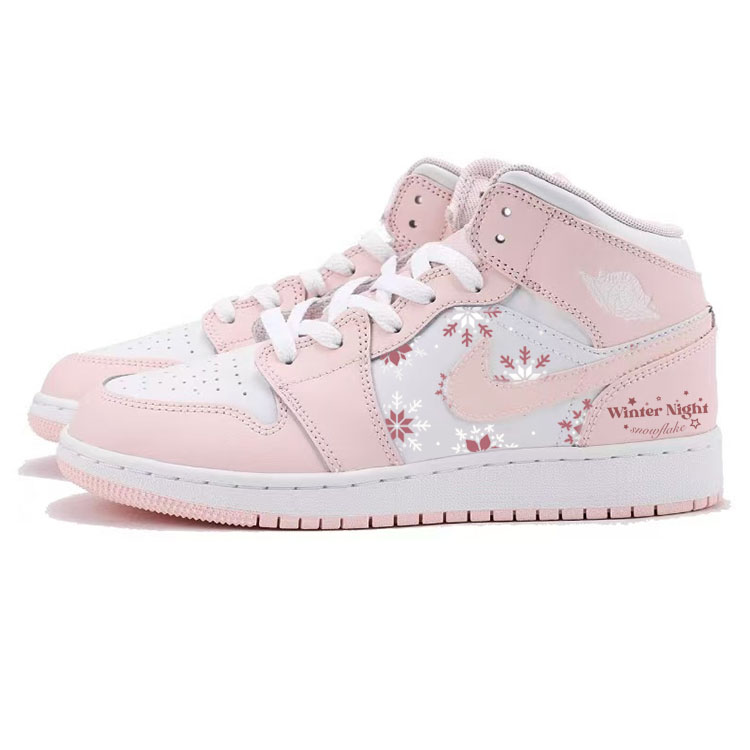 Jordan Air Jordan 1 Vintage Basketball Shoes Women's Mid Top White/Pink