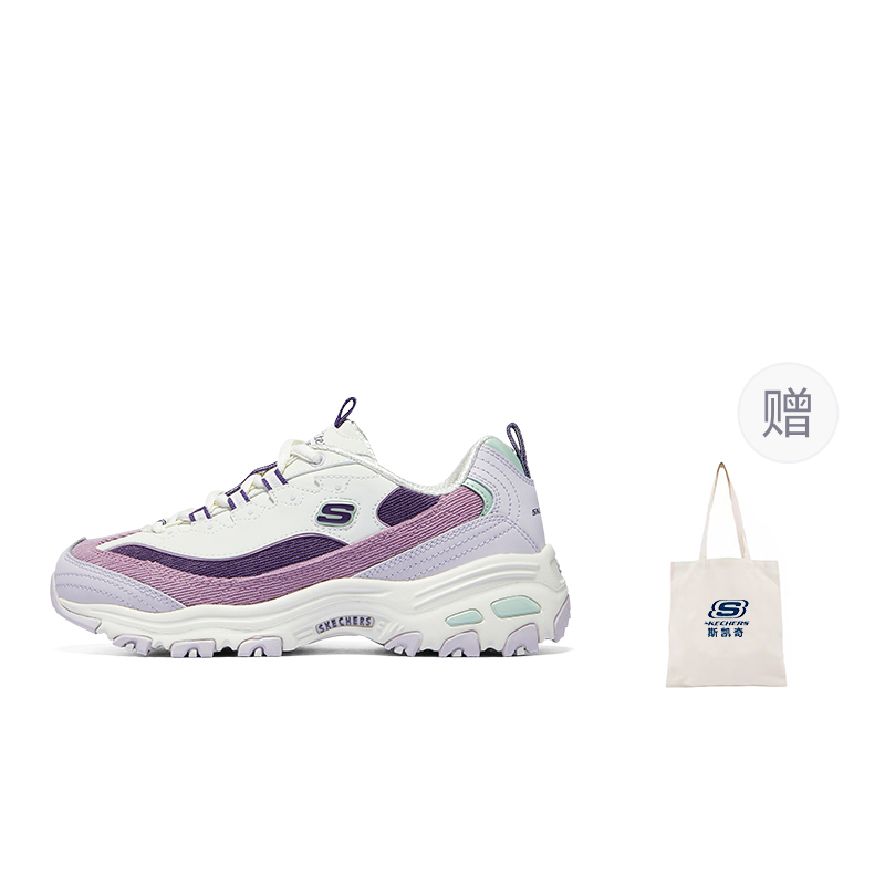 Skechers D'LITES 1.0 Low Top Chunky Sneakers Women's White Purple
