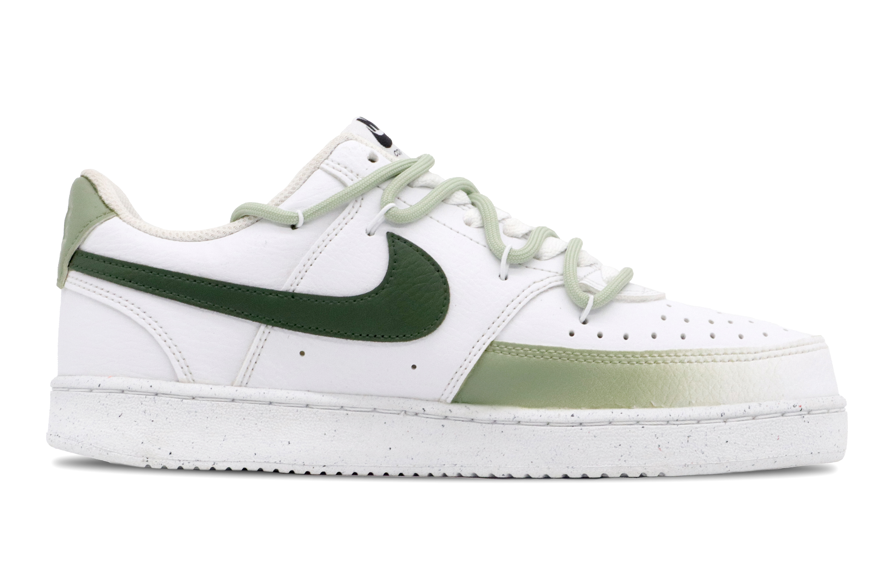 Nike Court Vision Anti-Slip Wear-Resistant Low-Top Skateboard Shoes Unisex White Green