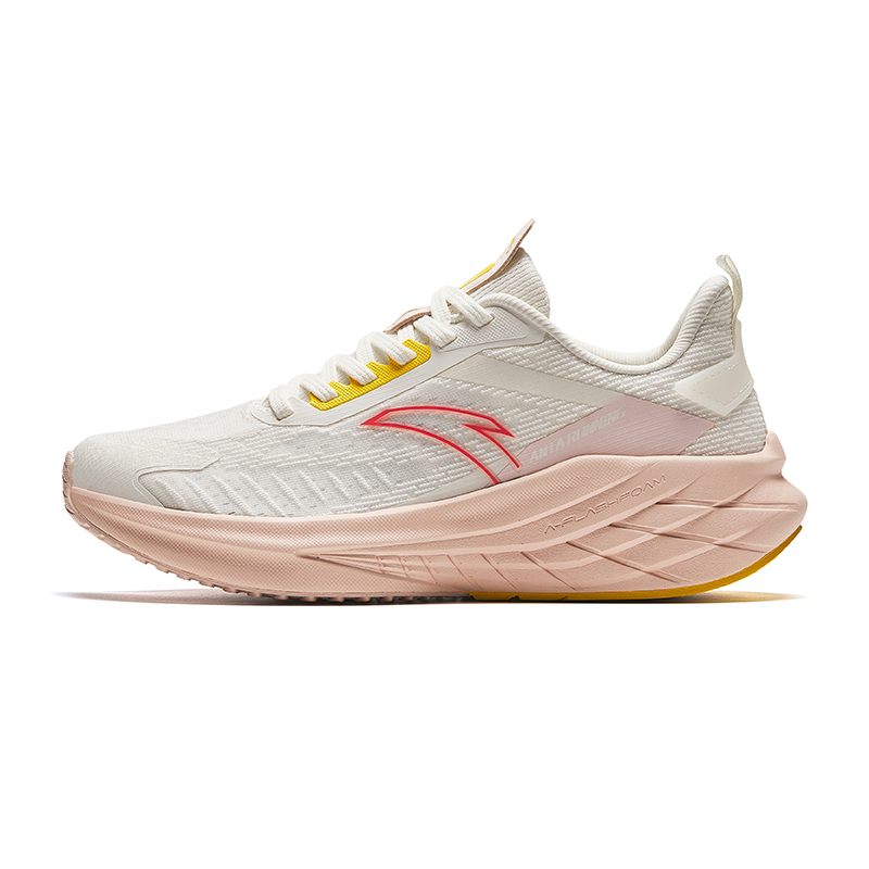 Anta Cushioning Anti-Slip And Wear-Resistant Low-Top Running Shoes Women's White Pink