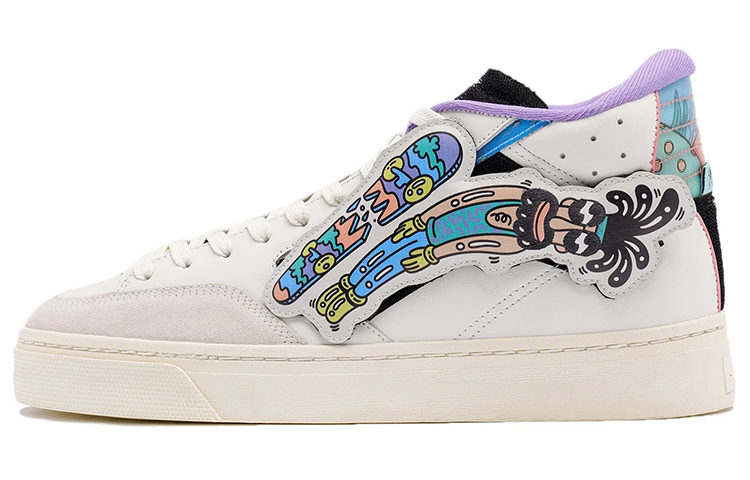 Steven Harrington x LiNing Wave Anti-Slip And Wear-Resistant Lightweight High-Top Skateboard Shoes Women's White