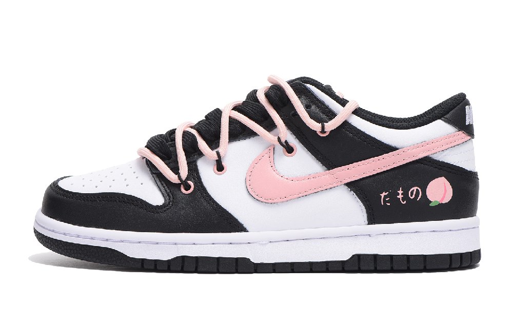 Nike Dunk Low Low-Top Skateboard Shoes GS Black Pink