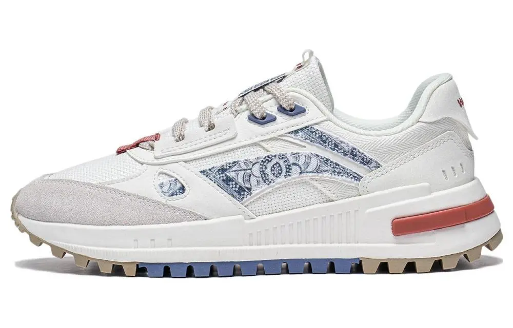 LiNing Wind Rider 2.0 Slip Resistant Abrasion Resistant Low top Sports Casual Shoes Women's Beige White Blue