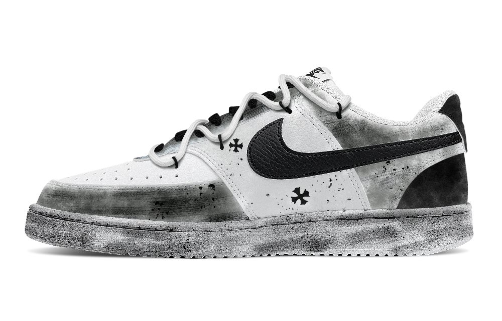 Nike Court Vision 1 Path Of Fury Slip Resistant Abrasion Resistant Low top Skateboard Shoes Men's White