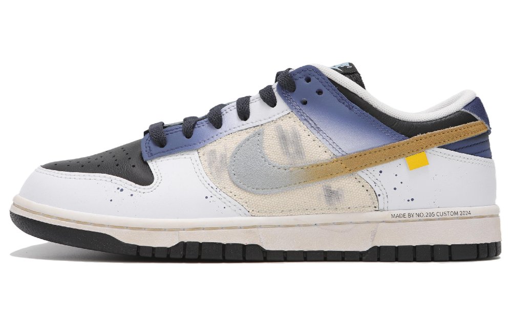 Nike Dunk Abrasion Resistant Low Top Skateboard Shoes Unisex White Blue