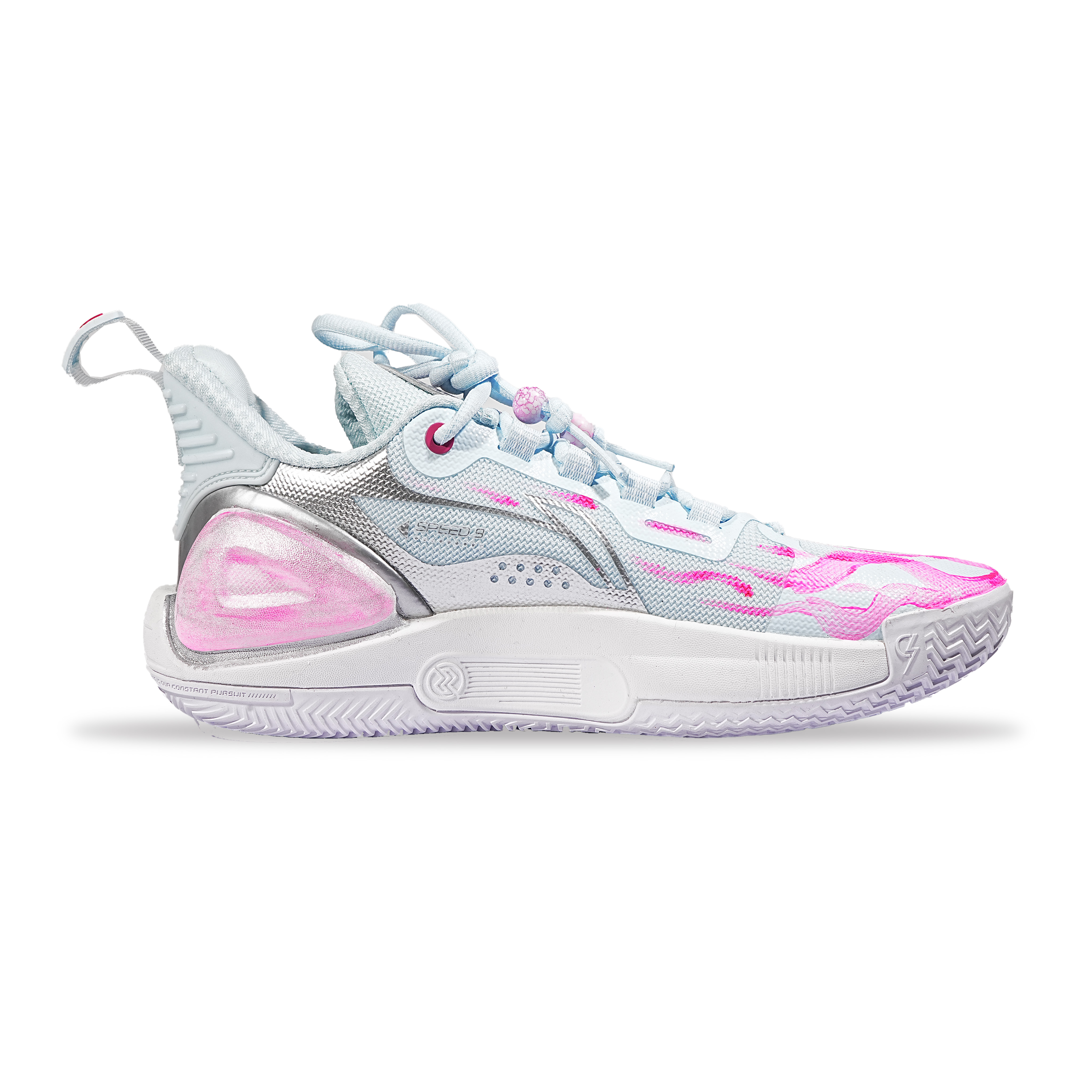 LiNing Speed 9 Abrasion Resistant Rebound Low top Basketball Shoes Men's Pink White