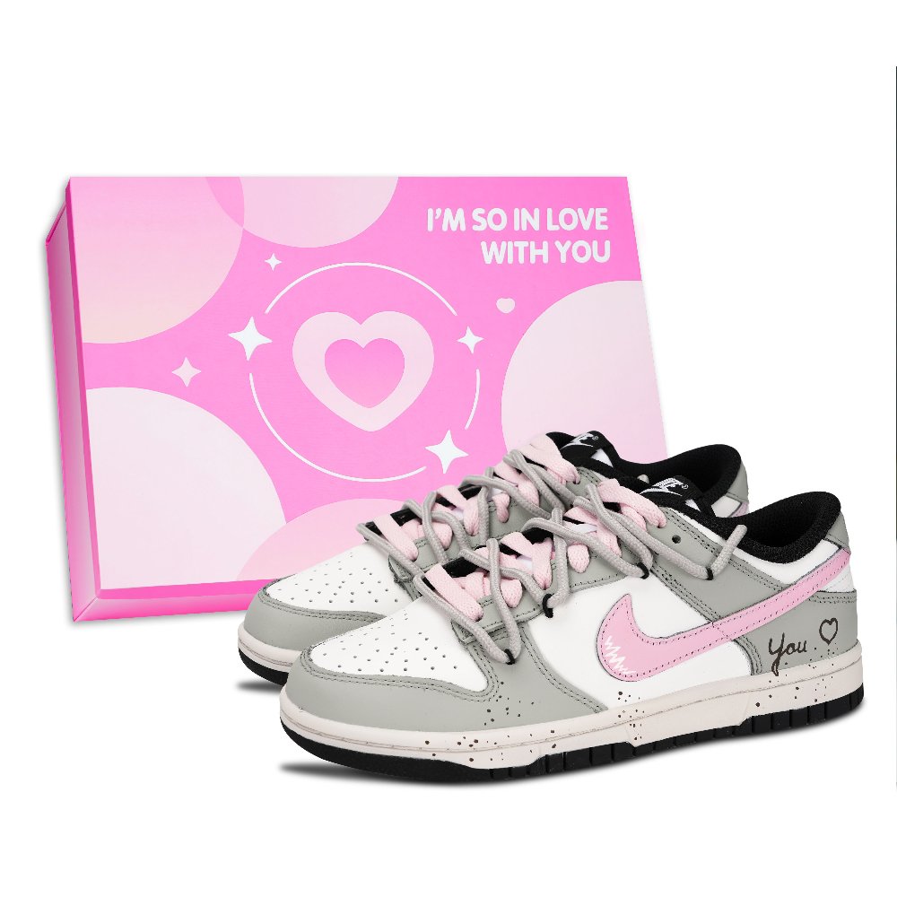 Nike Dunk Vintage Love Abrasion Resistant Low Top Skateboard Shoes Unisex Gray