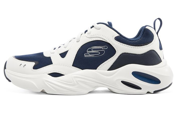 Skechers Stamina Airy Cushioning Anti-Slip And Wear-Resistant Low-Top Chunky Sneakers Men's White Blue