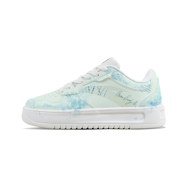 Anta Relaxed Slip Resistant Shock Absorbers With Abrasion Resistant Properties Low Top Skateboard Shoes Unisex Cyan
