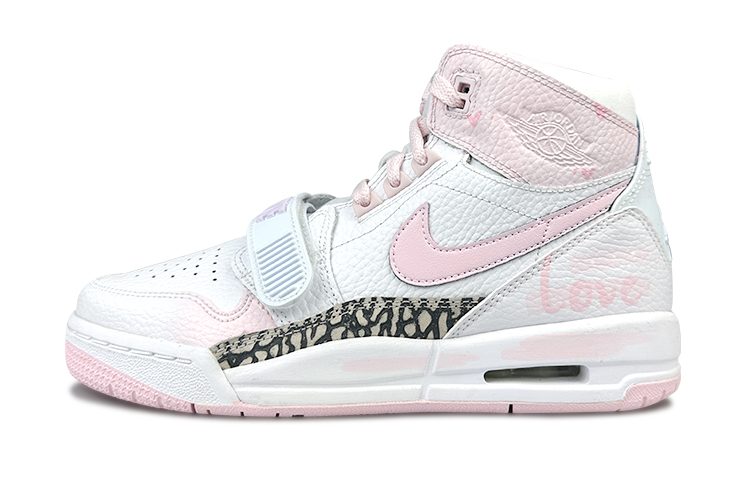 Jordan Legacy 312 Cushioning Anti-Slip And Wear-Resistant High-Top Vintage Basketball Shoes Women's Pink White