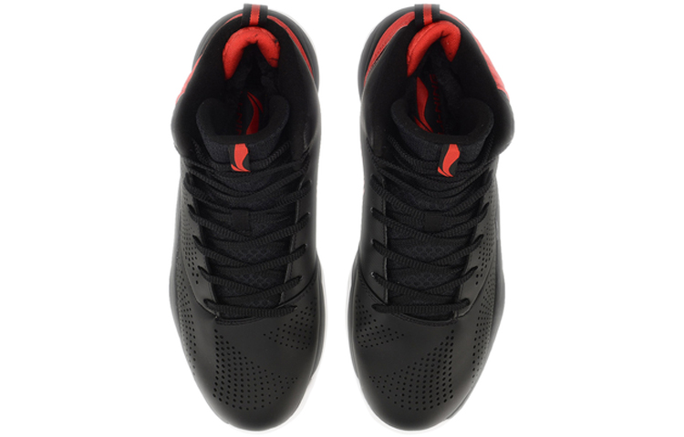 LiNing Magic Cloud Coverage Support High-Top Basketball Shoes Men's Black Red Fleece-Lined