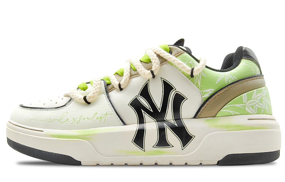 MLB Chunky Liner Wear-Resistant Height Increasing Low-Top Skateboard Shoes Unisex White Green