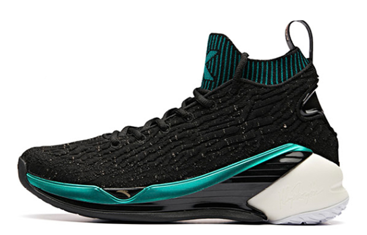 Anta KT4 Anti Slip Wear Resistant High Top Basketball Shoes Men's Black Green