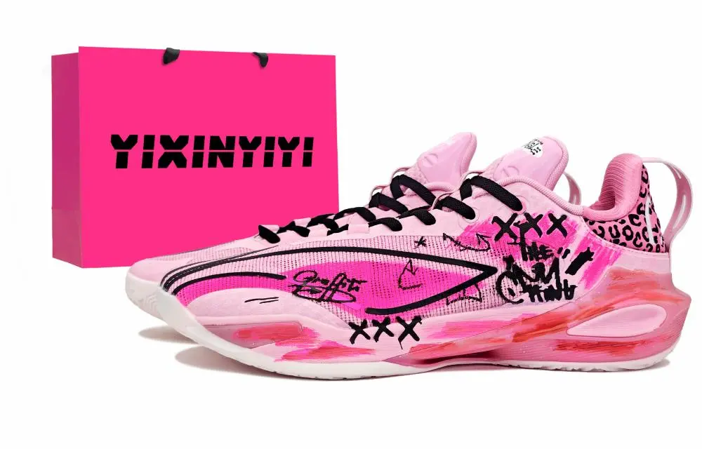 LiNing Flash Strike 11 Support Rebound Cushioning Low top Basketball Shoes Men's Pink Black