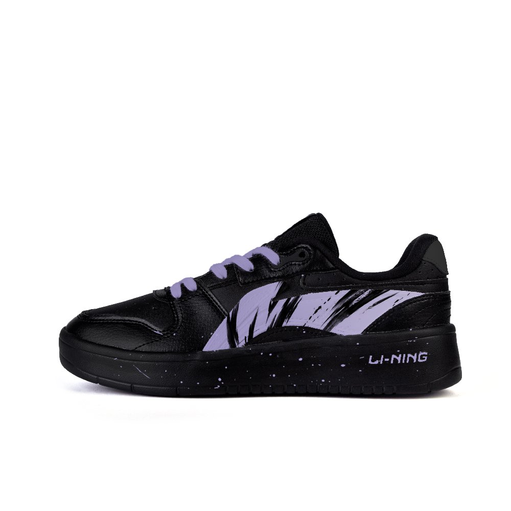 LiNing Slip Resistant Cushioning Abrasion Resistant Low Top Skateboard Shoes Men's Black Purple