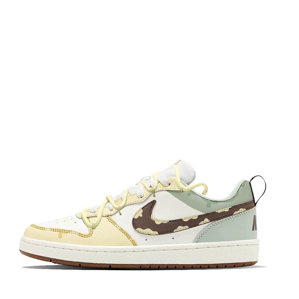 Nike Court Borough Honey Cheese Flow Abrasion Resistant Low Top Skateboard Shoes Women's White Beige Blue