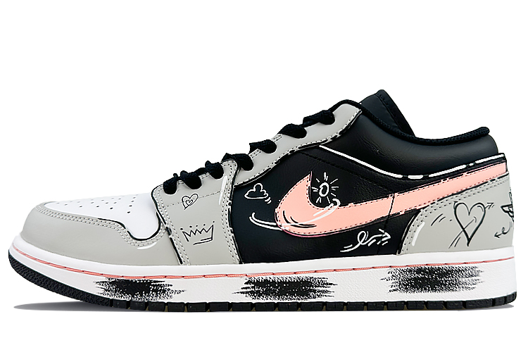 Jordan Air Jordan 1 Wear-Resistant Low-Top Vintage Basketball Shoes Men's Gray Black
