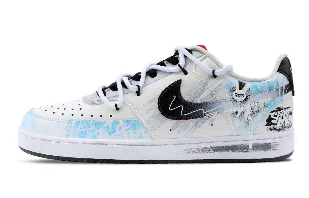 Nike Court Vision 1 Slip Resistant Low top Skateboard Shoes Men's Ecru Blue