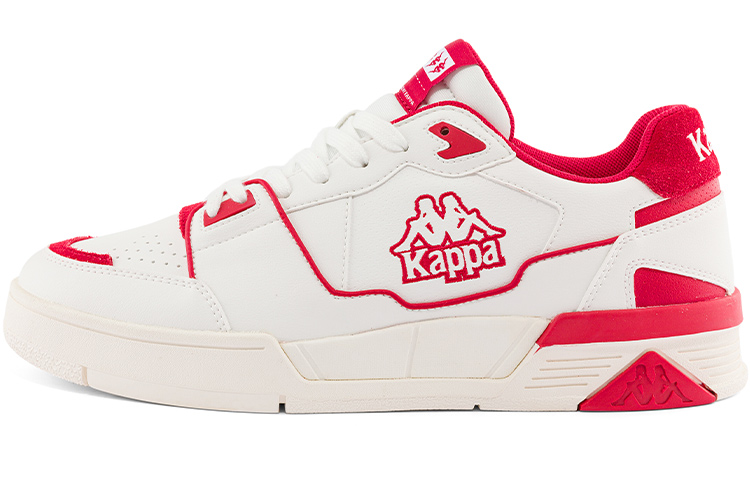 Kappa Wear-Resistant Low-Top Skateboard Shoes Unisex White Cherry Red