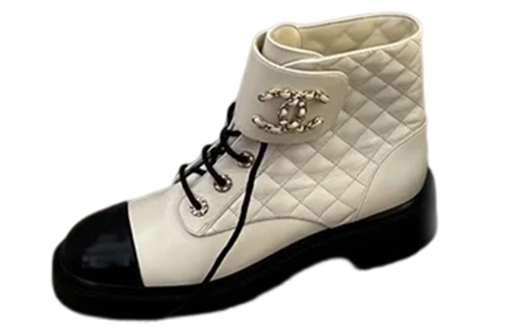 CHANEL Short Martin Boot Women's Beige