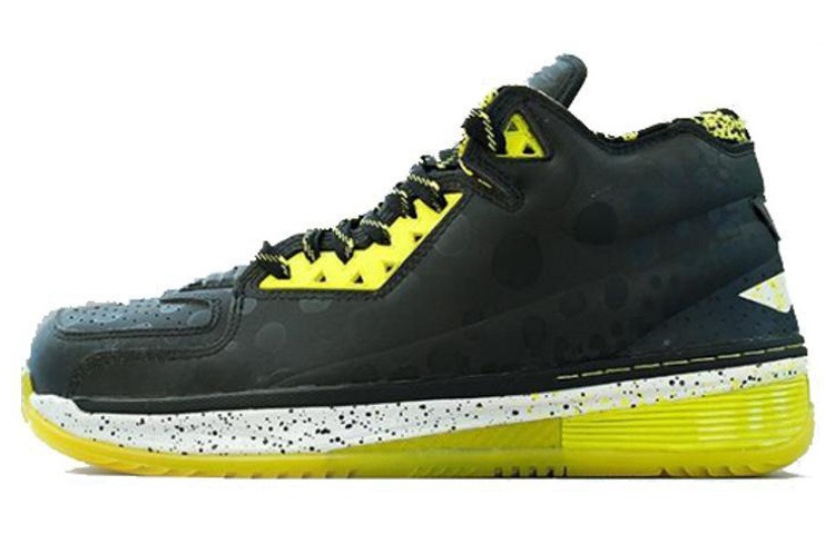 LiNing WOW 2 All-Star Devil Fish Cushioned Slip-Resistant Mid-Top Basketball Shoes Men's Black Yellow White