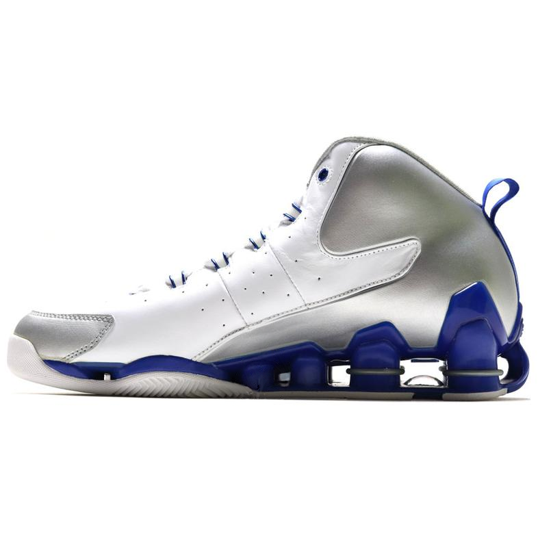 Nike Shox VC III Shock Absorbers Slip Resistant Abrasion Resistant Mid Top Basketball Shoes Men's White Silver Blue