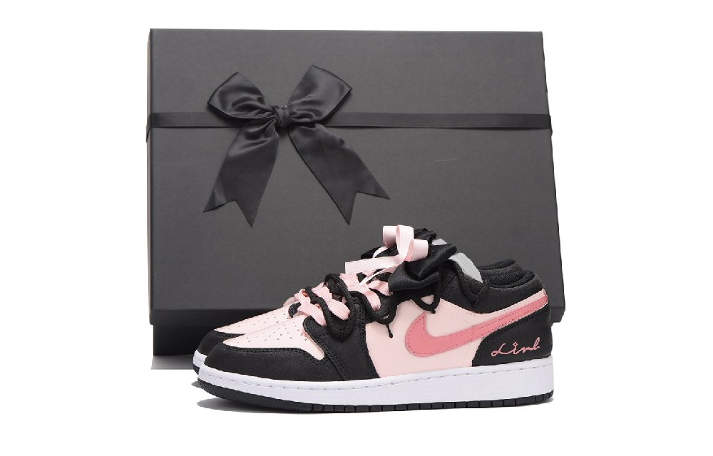 Jordan Air Jordan 1 Coverage Low-Top Vintage Basketball Shoes GS Black Pink