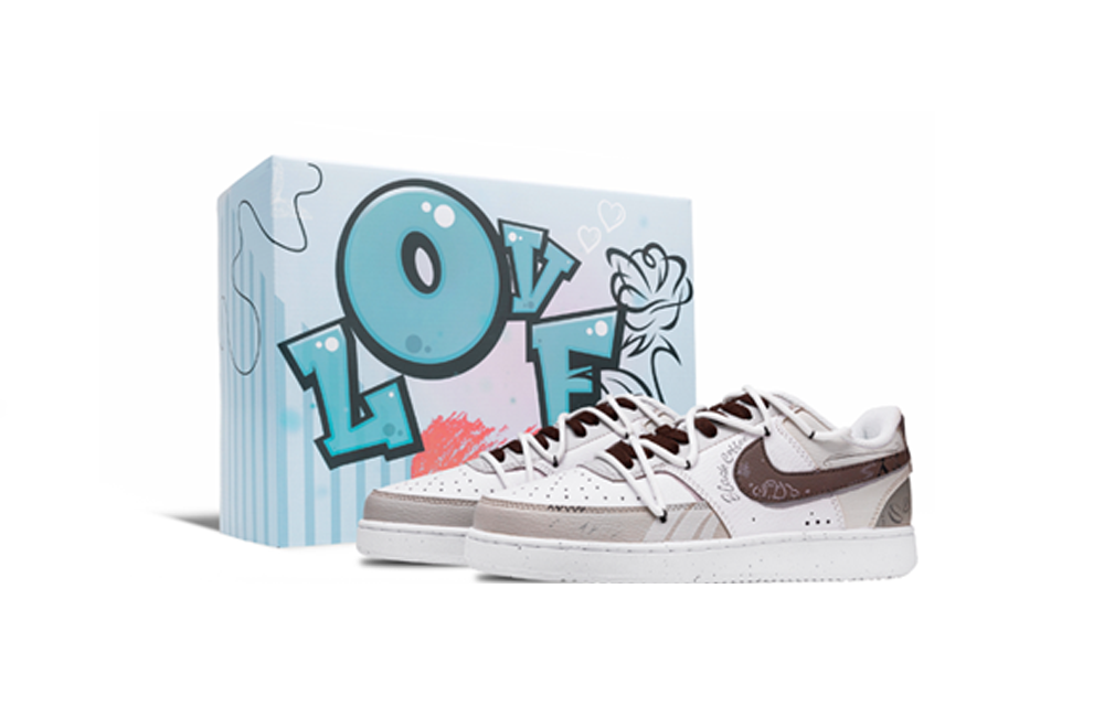 Nike Court Vision 1 Radiant Box Anti Slip Wear Resistant Low Top Skateboard Shoes Men's Dark Brown